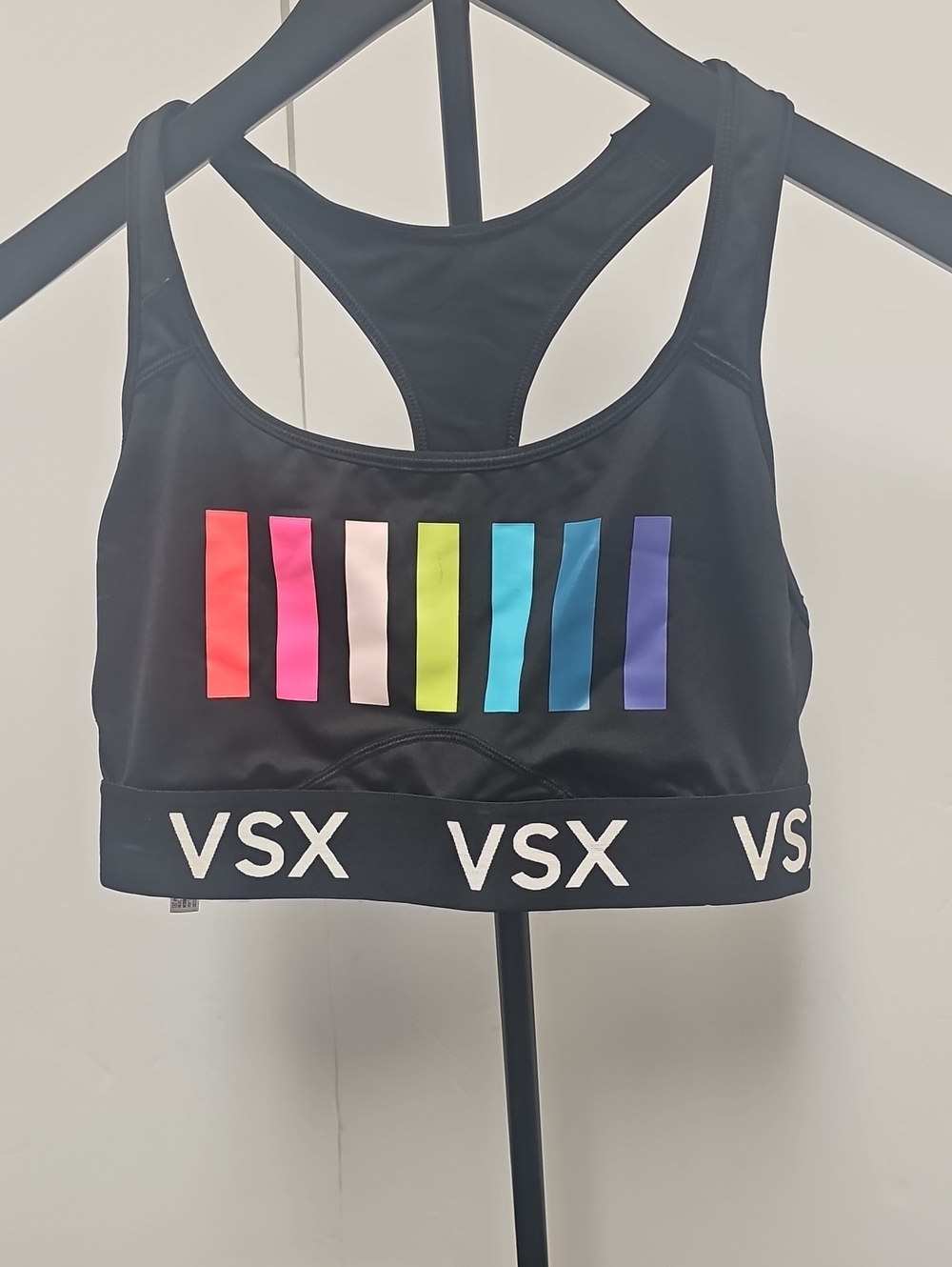 VSX Black Sport Top with Multicolor Vertical Stripes